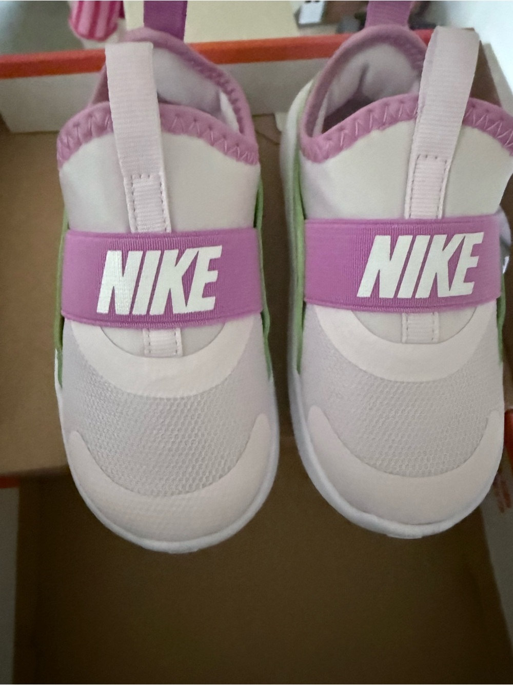 Nike Kids Slip-On Sneakers in Pink and Green